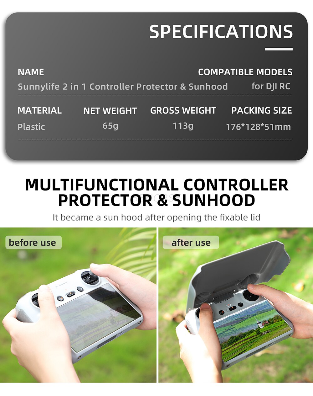 Sunnylife 2 in 1 Remote Controller Sun Hood Sunshade Screen Protector Protective Shell Cover for DJI Mini 3 Pro RC Accessories Sunnylife 2 in 1 Remote Controller Sun Hood Sunshade Screen Protector Protective Shell Cover for DJI Mini 3 Pro RC Accessories